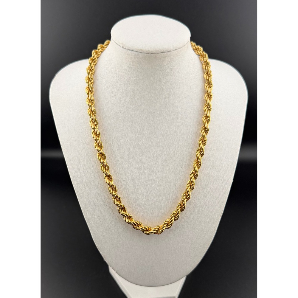 Monet Rope Chain Necklace Gold Tone Vintage Chunky Twisted Link Statement